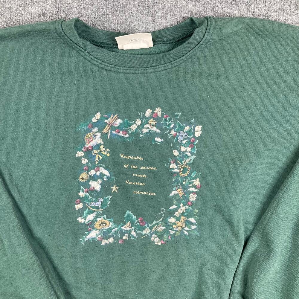 Northern Reflections Sweatshirt Mens M Green Floral Graphic Crewneck